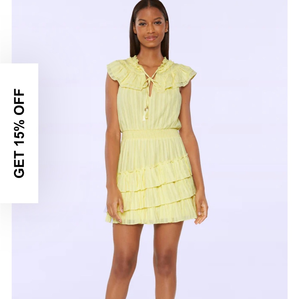 Likely Pale Yellow Ruffle Tiered Mini Dress